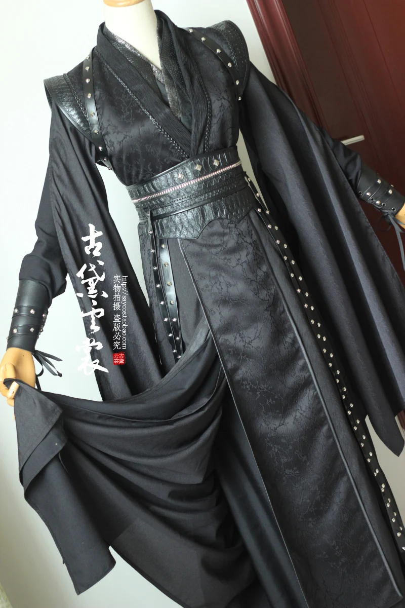 Hanfu Men Ancient Chinese Black Sets Men Carnival Halloween Mo Ran Cosplay Costume Erha And His White Cat Master