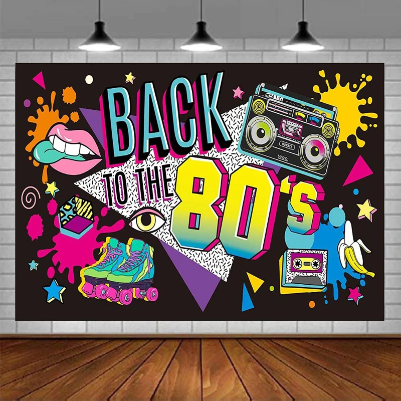 Photography Backdrop Back To The 80's Banner Poster Decoration For Background 80's Party Supplies