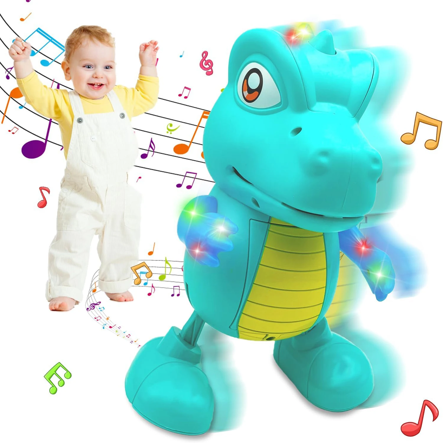 Electric Dancing Dinosaur Simulation Model, Lighting, Music, Children's Puzzle Doll, Comes with Battery