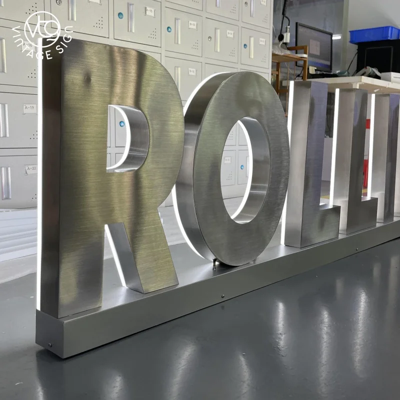 (customized)Silver Mirror Backlit Letters Custom Signs LED Outdoor Backlit Sign With High Quality