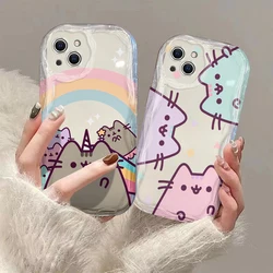 Cartoon Pusheens 3D Wave Case For iPhone 15 14 13 12 11 Pro Max Mini X XR XSMAX 8 7 6S Plus Soft Silicone Cover