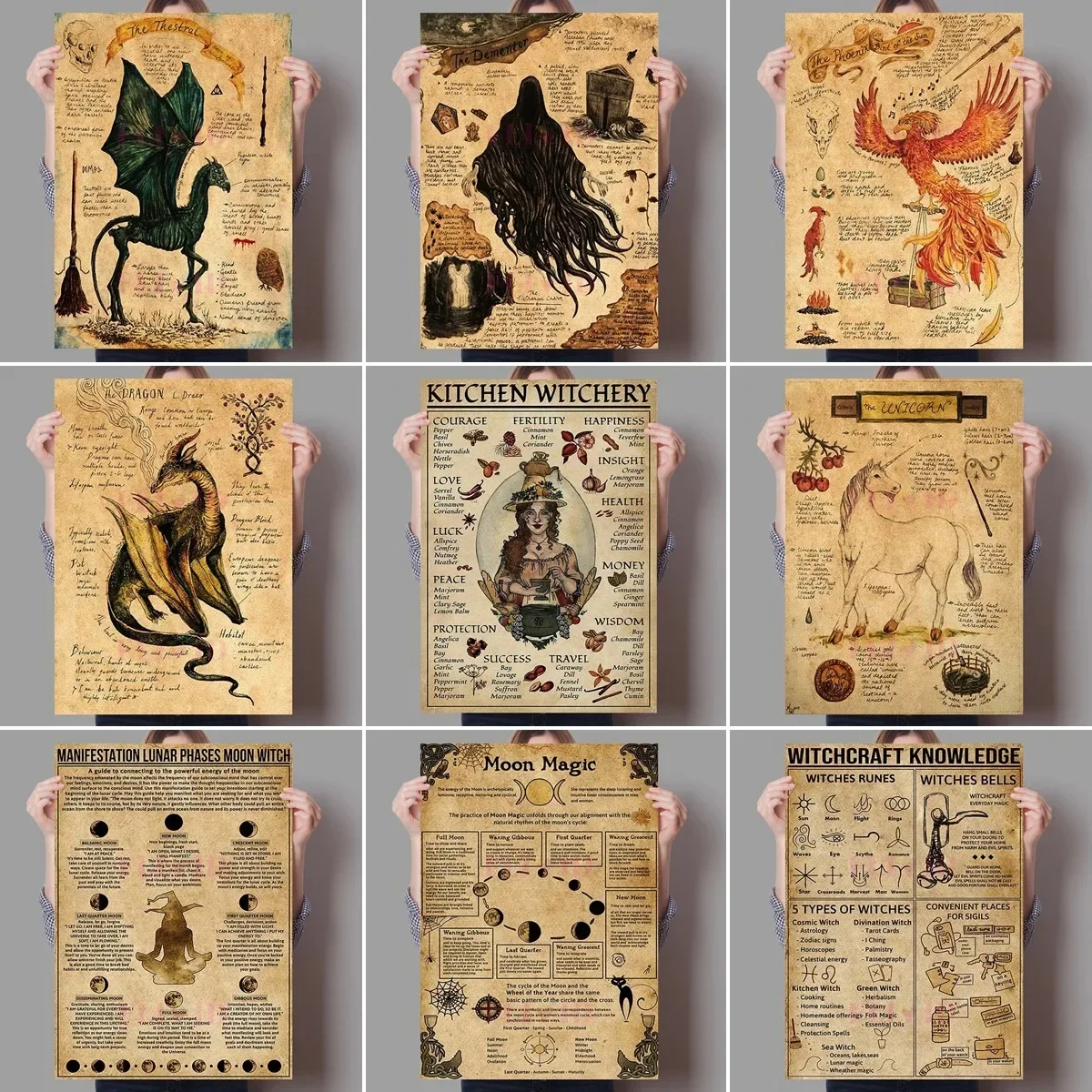علم الأعشاب السحري للهالوين خمر رعي يونيكورن المشارك Dementor التنين الرسم على لوحات القماش الجدارية الديكور ديكور غرفة المطبخ