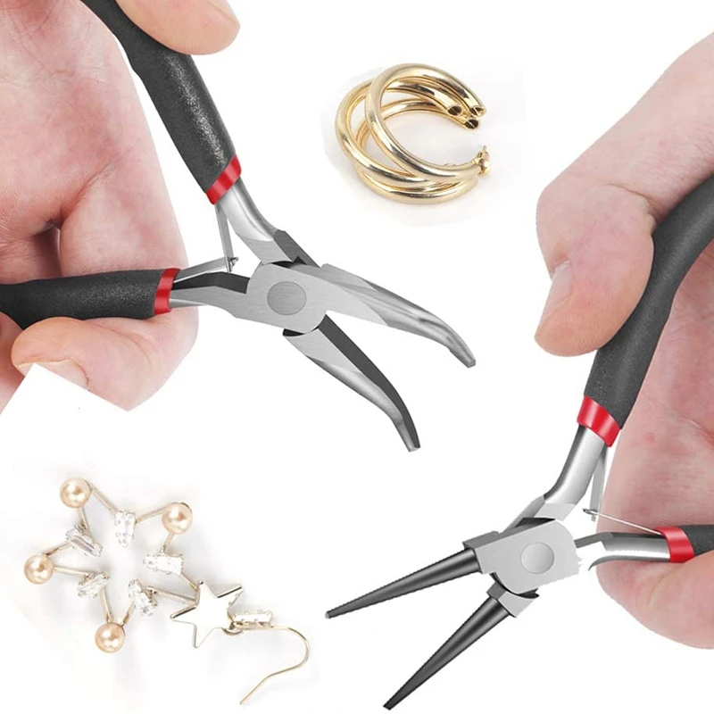 

2Pack Bent Chain Nose Pliers And Round Nose Pliers For Crafting And Repair, Jewelry Making Supplies