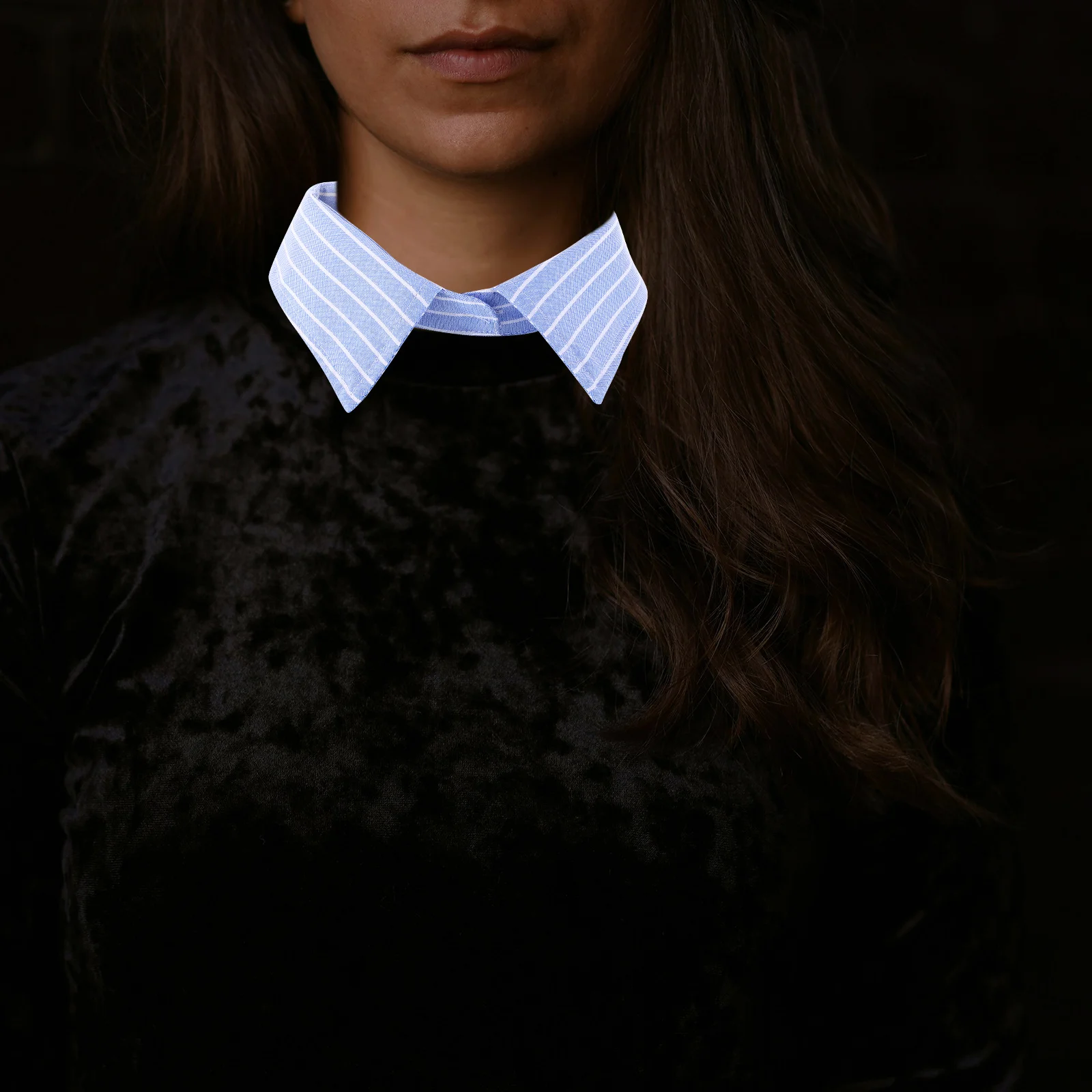 

Striped Blue Detachable Collar Fake Collar for Women Men Blouses Sweaters Shirts Breathable Lightweight Fashion Layered