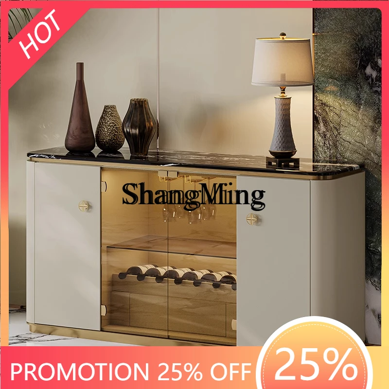 

CL luxury dining side cabinet storage post-modern marble restaurant high-end fashion gray glass entrance cabinet