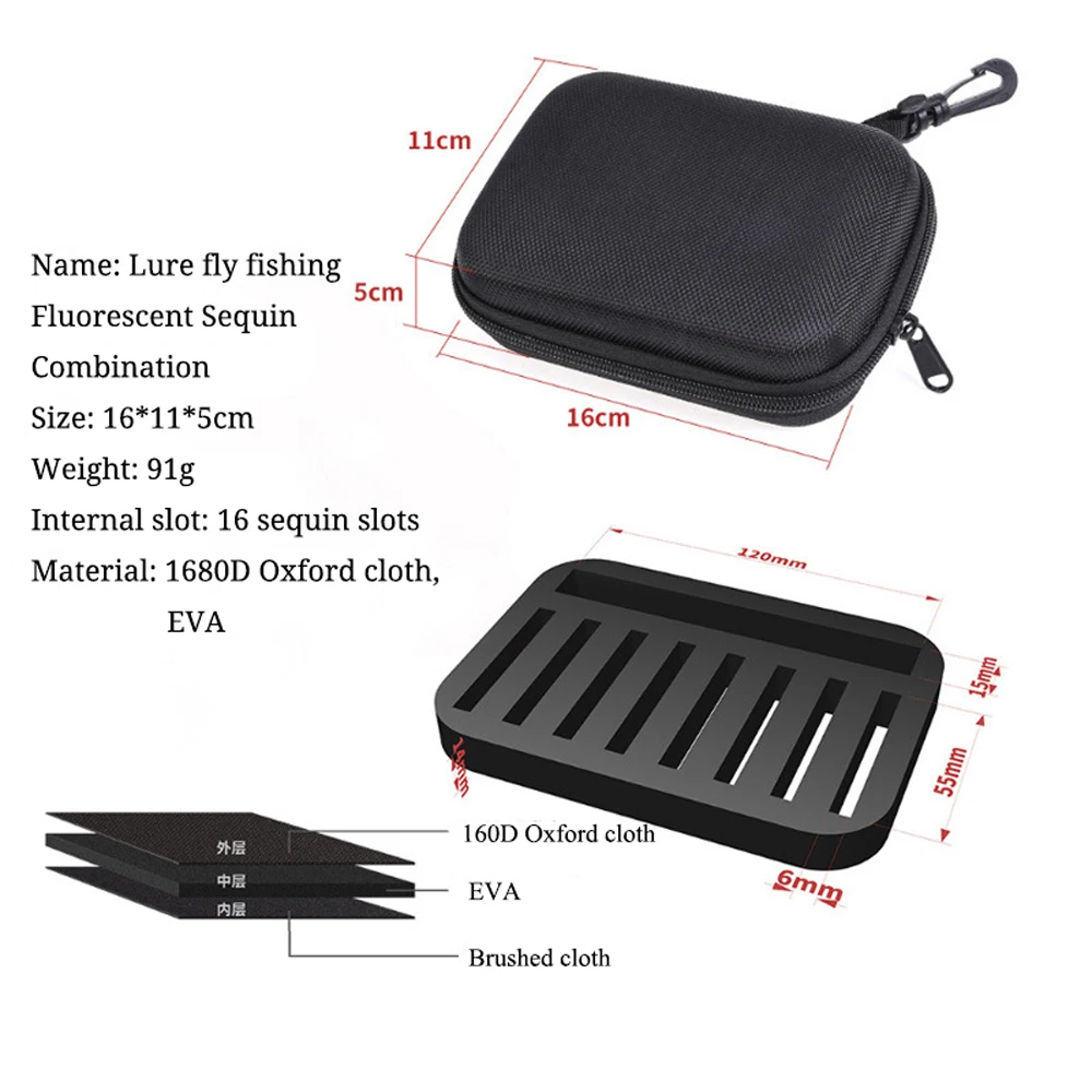 Portable Fishing Hook Bag with Hard EVA Foam Box for Lure Spoon Bait Storage - Fish Hook Trout Flies Fishook Tackle Accessories
