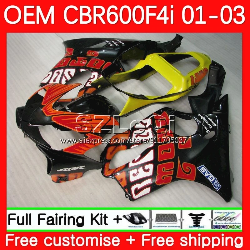 Injection + Dedal For HONDA CBR 600F4i 600CC 600 F4i CBR600F4i 01 02 03 31No.124 CBR600 F4i 2001 2002 2003 Hot Repsol Fairings