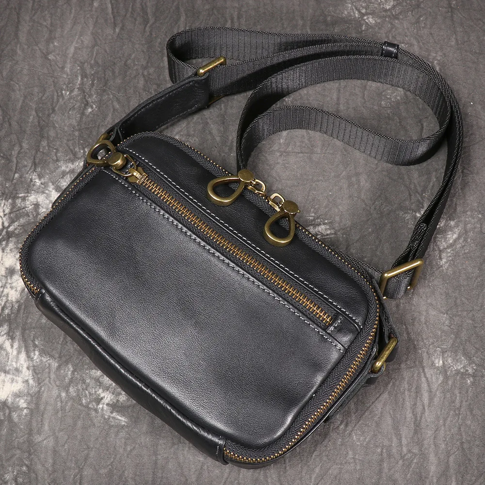 

New Men's Genuine Leather Crossbody Bag Fashion Trend Youth Small Backpack Phone Bag