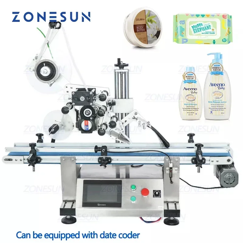 ZONESUN ZS-TB150P زجاجة أوتوماتيكية ملصقات سطحية مسطحة آلة وضع العلامات المسطحة زجاجات مربعة كتاب شامبو غسل اليدين
