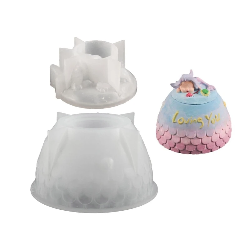 

Storage Box Mould Jewelry Silicone Casting Mold DIY Mermaids Shaped Mould Decorations Boxes Making Tools N0HE