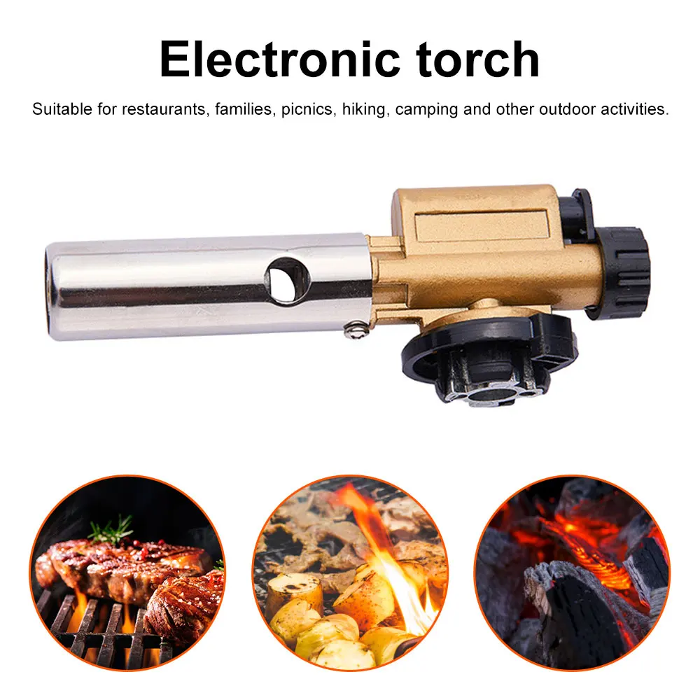 Powerful Flame Gun Metal Butane Auto Ignition Gun Solder Blazing Torch Gas Durable Outdoor Barbecue Kitchen Baking Tools