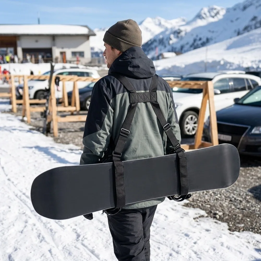 Skateboard Shoulder Strap For Adjustable Dual-Shoulder Design for Longboard and Ski Hands-Free Transport Black