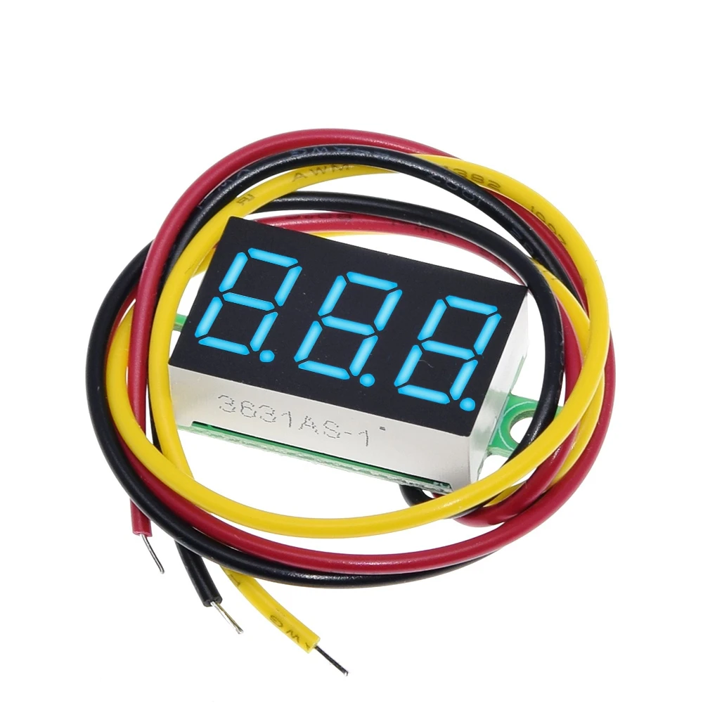 0.36 Inch 2/3 Wire 0.36'' DC 4.5-30V 3 Digit Display Voltmeter Mini LED Digital Panel Voltage Meter Instrument Red/Blue/Green