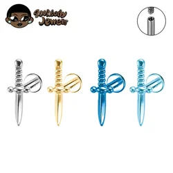 ASTM F136 Titanium 16G Internally Threaded Sword Helix Stud Earring Daith Cartilage Tragus Lobe Piercing Body Jewelry