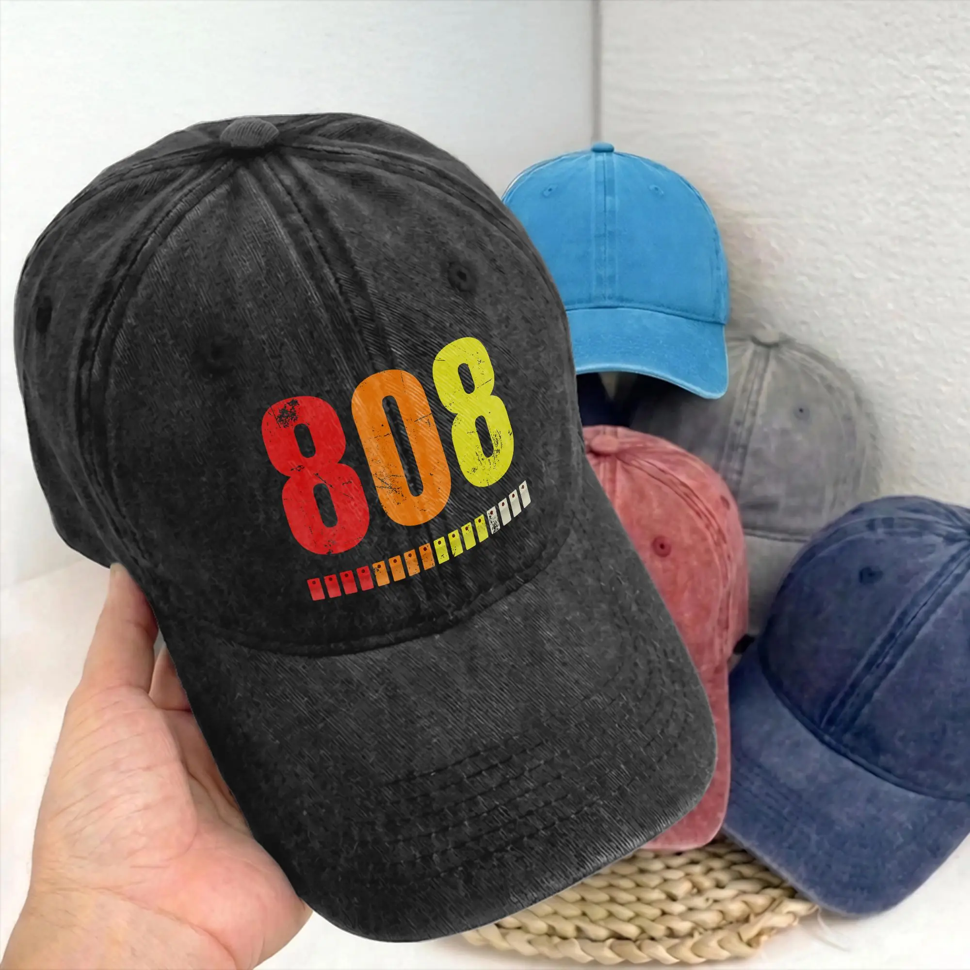 808 Classic Music Electronic Drum Machine Unstructured Baseball Cap Distressed Washed 80s Sun Cap Unisex Outdoor Adjustable Hats