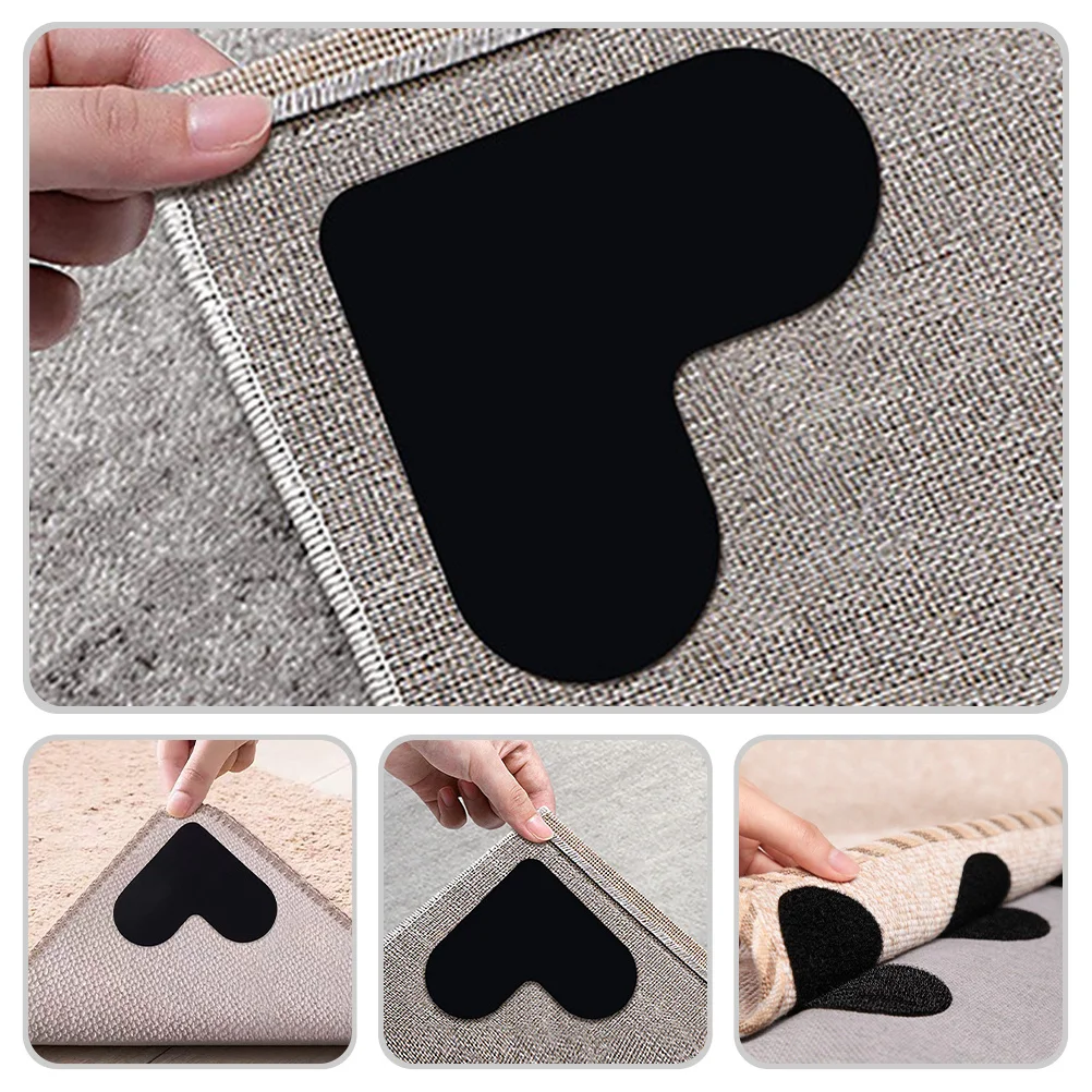 12 قطعة من شريط سجادة على شكل قلب، شريط سجادة مزدوج الجوانب، وسادة تثبيت آمنة لورشة عمل المكتب المنزلي لسجاد المنطقة