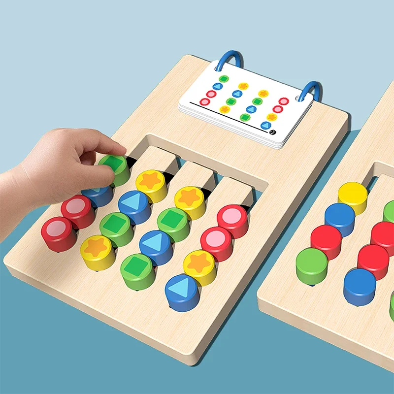 Gioco da tavolo per l'apprendimento della cognizione abbinato a forma di colore in legno, stimola precoce dei bambini, pensiero logico cerebrale, sviluppare giocattoli