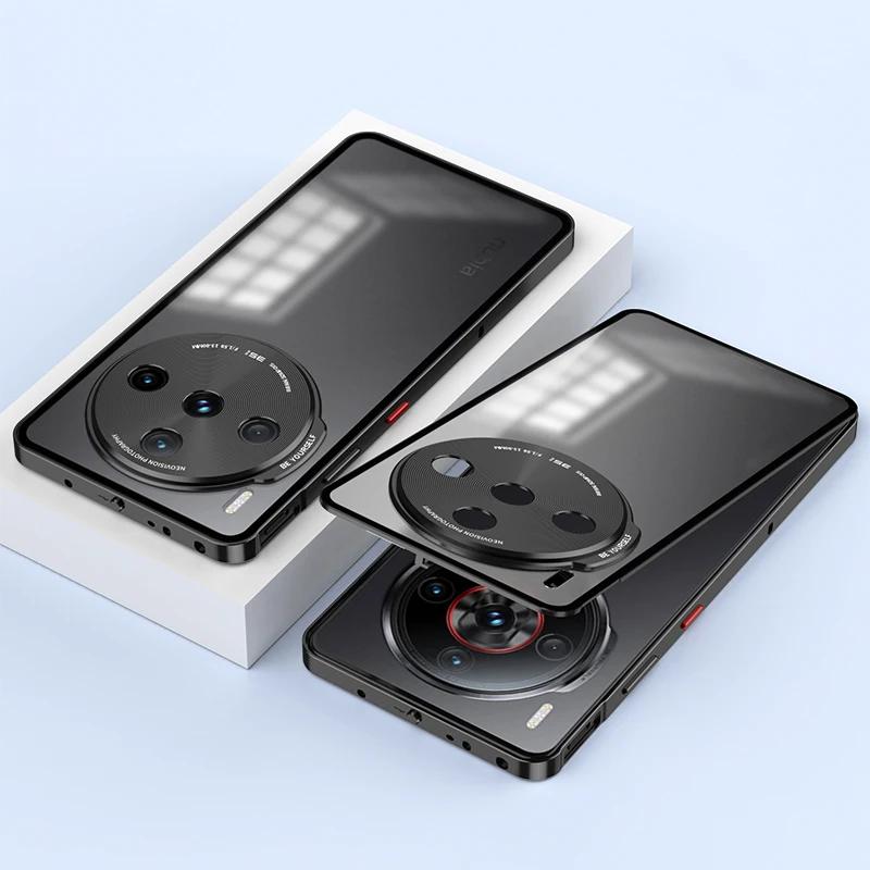 Dla ZTE Nubia Z60S Pro Etui Metalowa rama ze stopu aluminium Zderzak Matowy akrylowy twardy PC Odpinany, odporny na wstrząsy tył telefonu — zdjęcie produktu 2