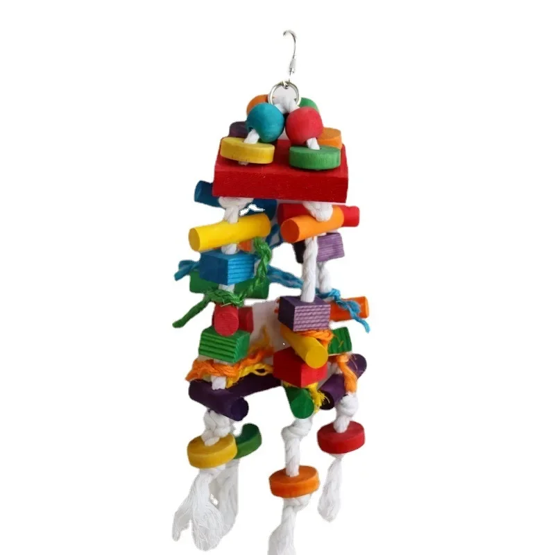 Parrot toys, Colorful wooden bird supplies, Unique shape, Diverse ways to play, Complete variety, Large parrot bite bird toys