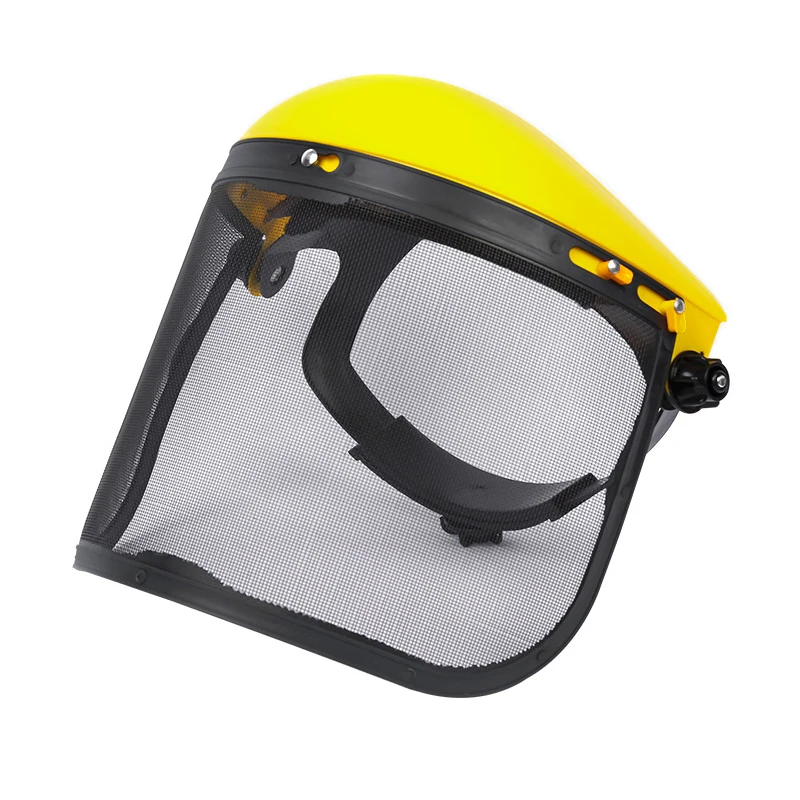 Safety Helmet for Garden Mowing and Machinery Weeding Splash-Proof Face Shield with Wire Mesh Protective Gear