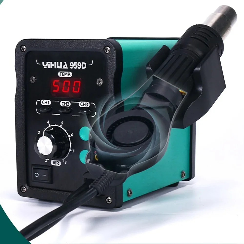 

YIHUA 959D 220V 650W Hot Air Gun Digital Soldering Station Desoldering Station Iron Tool Solder Welding + 3 Air nozzles