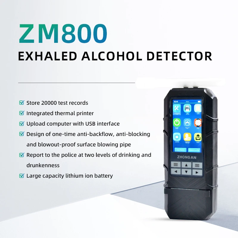 High Accuracy ZM800 Alcohol Detector 32-bit microprocessor with Electrochemial Sensor LCD Display