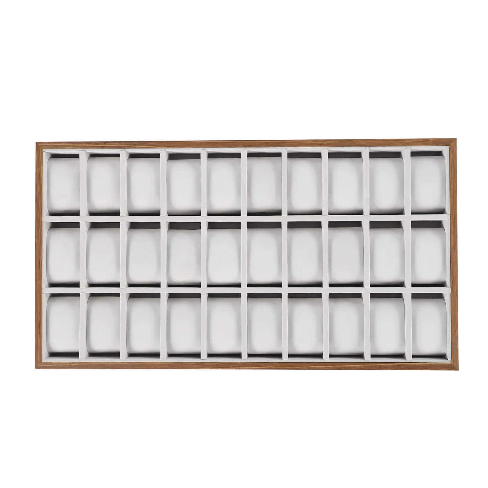 30Grids Watch Display Case Tray W/Pillow Storage Organizer Jewelry Display Case Wood Texture For Glasses, Rings, Jewelry