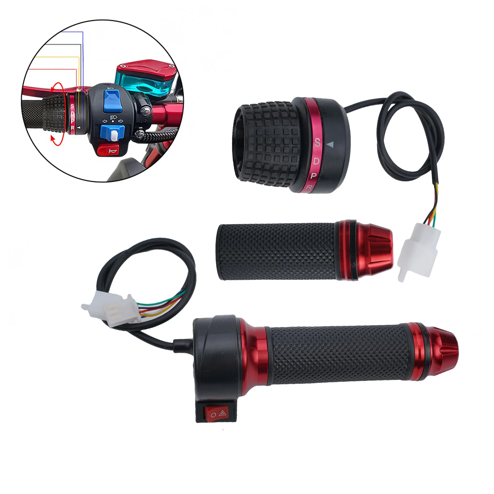 1pair Electric Bike Throttle 4 Gear E-Bike Electric Vehicle Throttle Grip Ebike Accelerator 48V -72V  Cable Length 120CM