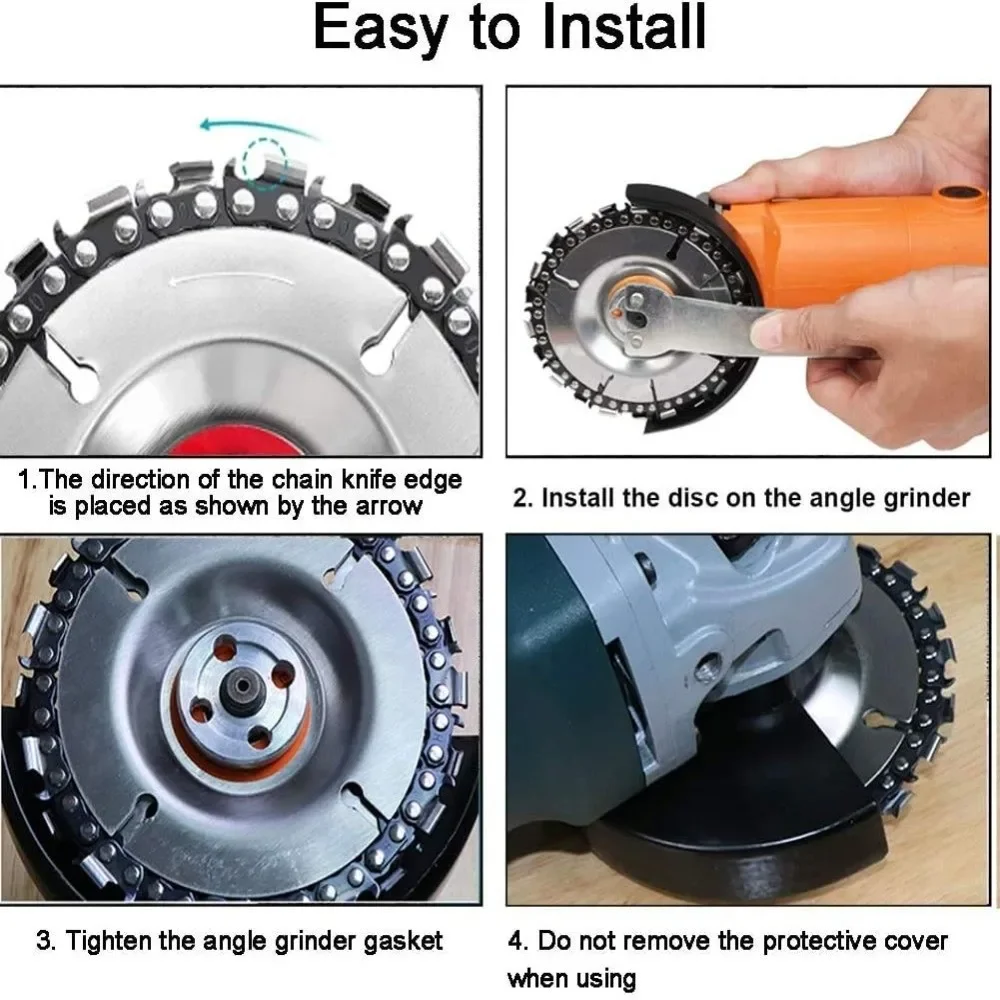 5 Inch Diameter Chain Saw Disc 7/8 Inch Arbor Yellow Color Angle Grinder Accessories 14 Teeth Circular Shape Wood Carving Disc
