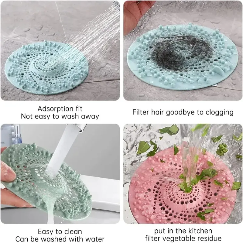 1Pcs Silicone Drain Strainer Household Shower Floor Filter Sink Strainers Hair Catcher For Kitchen Bathroom Accessories
