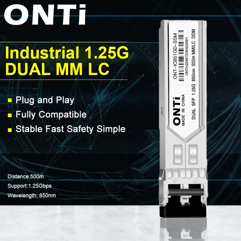 ONTi Industrial 1.25G MM DUAL LC SFP Module Gigabit Multimode Duplex Optical Module Compatible with Cisco/Mikrotik etc. Switch