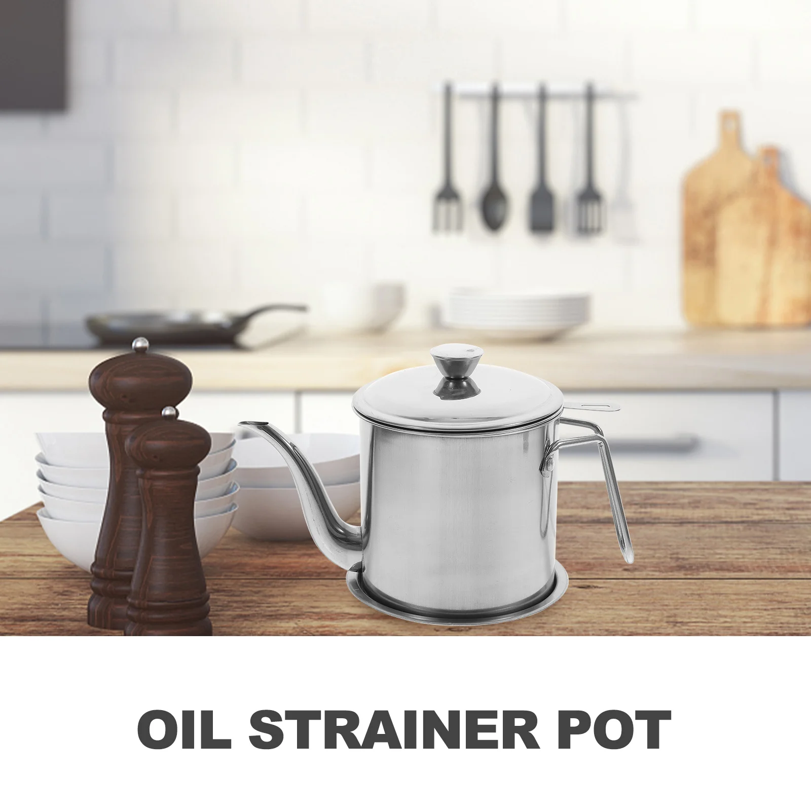 

1 set 1 Set Stainless Steel Filtering Pot Container For Kitchen Bacon Grease Can With Strainer Oil Dispenser High Temp Resistant