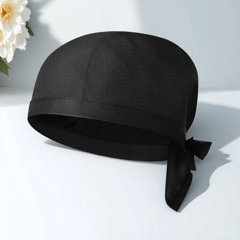 

2Pcs Chef Hats Kitchen Cooking Caps Breathable Durable Adjustable Cloth Restaurant Food Service Waiter Hats Black