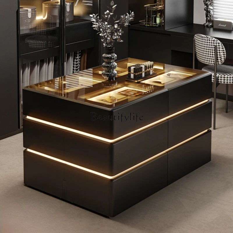 Simple modern cloakroom, chest of drawers, bedroom, six chest cabinet, jewelry cabinet with light, advanced sense