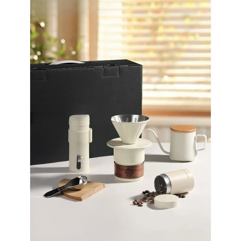 Hand brewed coffee pot set, gift box, hand grinder coffee machine, brewed utensils, birthday gift.