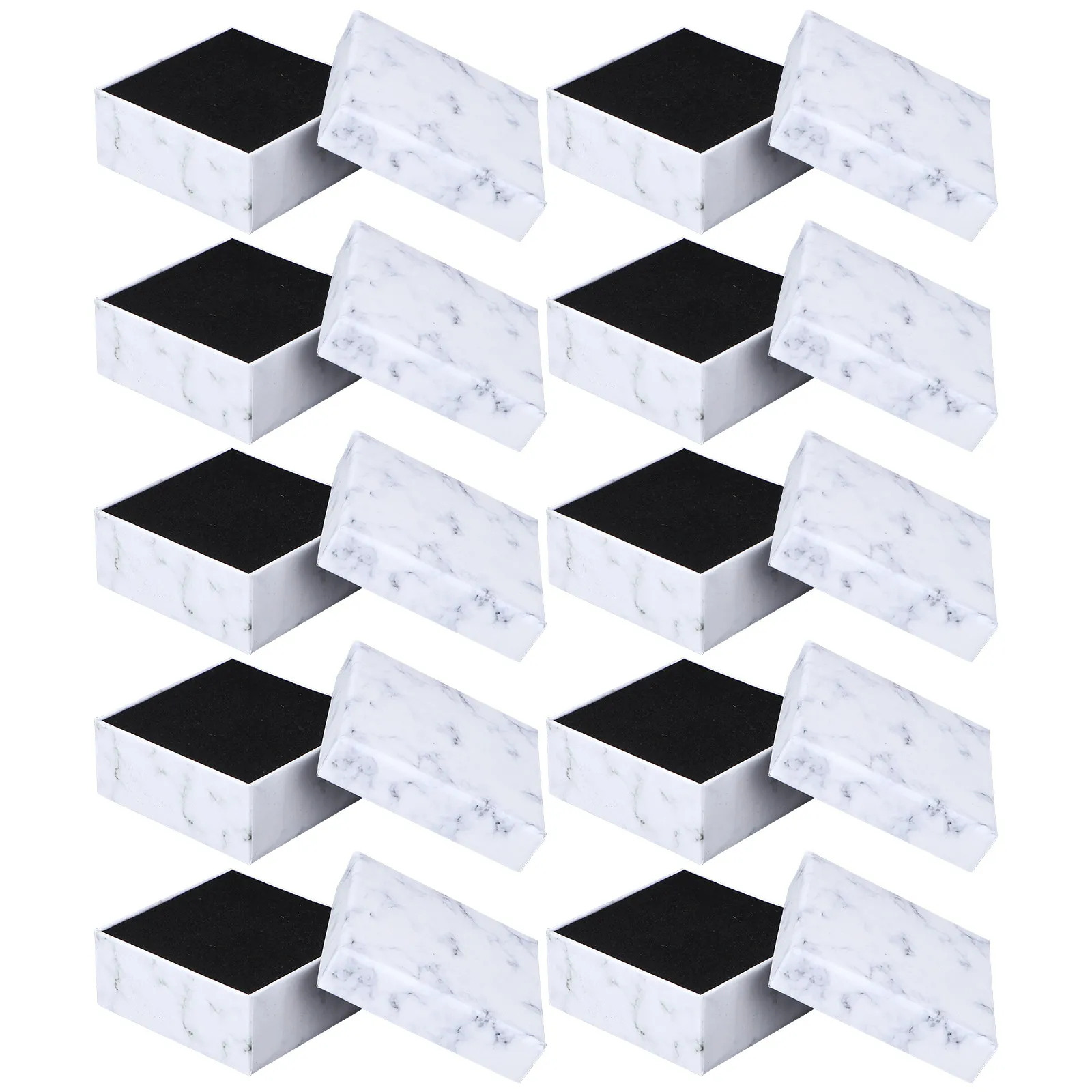 10Pcs Marble Jewelry Boxes Retro Style Multi-Purpose Jewelry Packing Case Earrings Necklace Bracelet Storage Container Gift Wrap