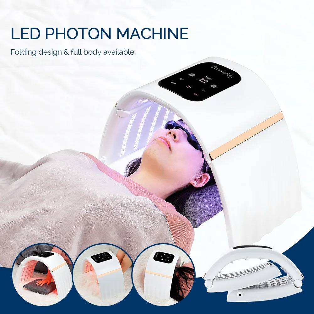 iebilif Foldable 7 Colors LED Photodynamic Therapy Face Body Mask Skin Rejuvenation Anti-Ance Lightening Heating Salon Home Use