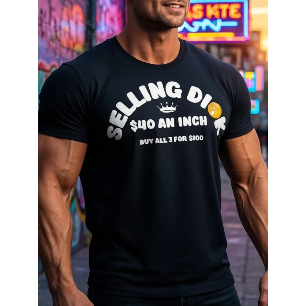 

Vintage Oversized Men Fashion Humor Printed Selling Funny Adult Humor T-Shirt Men Casual Short Sleeve Round Neck Tee with Bold White Letter Print, Washable Soft Lightweight Plus Size Tee Streetwear Casual Daily Wear Shirts