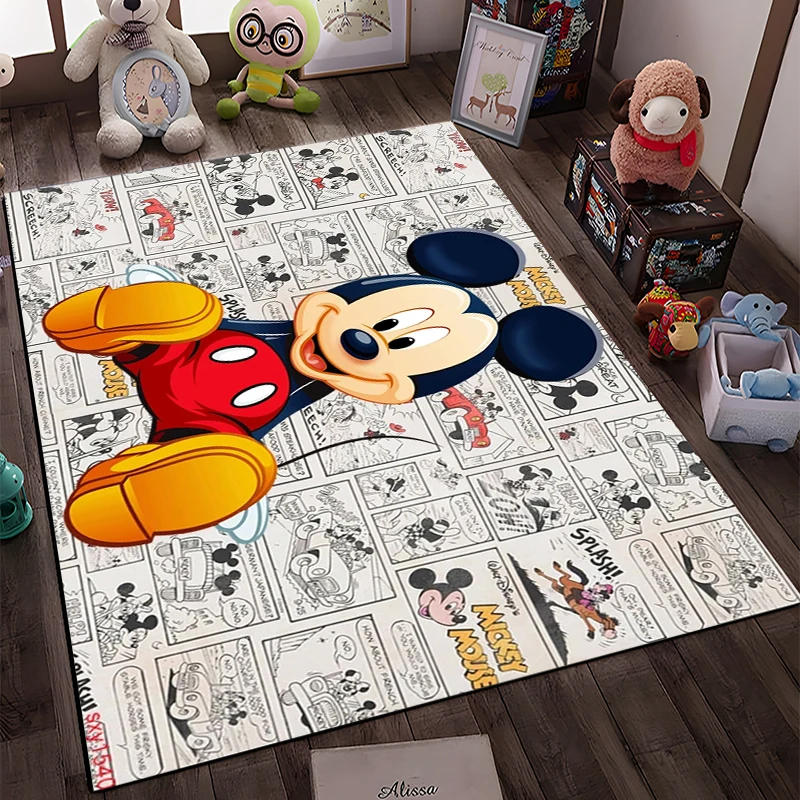 Disney Mickey Mouse Kids Happy Birthday Rug Large Area Carpet for Living Room Bedroom Sofa Kitchen Doormat Decor Child Floor Mat