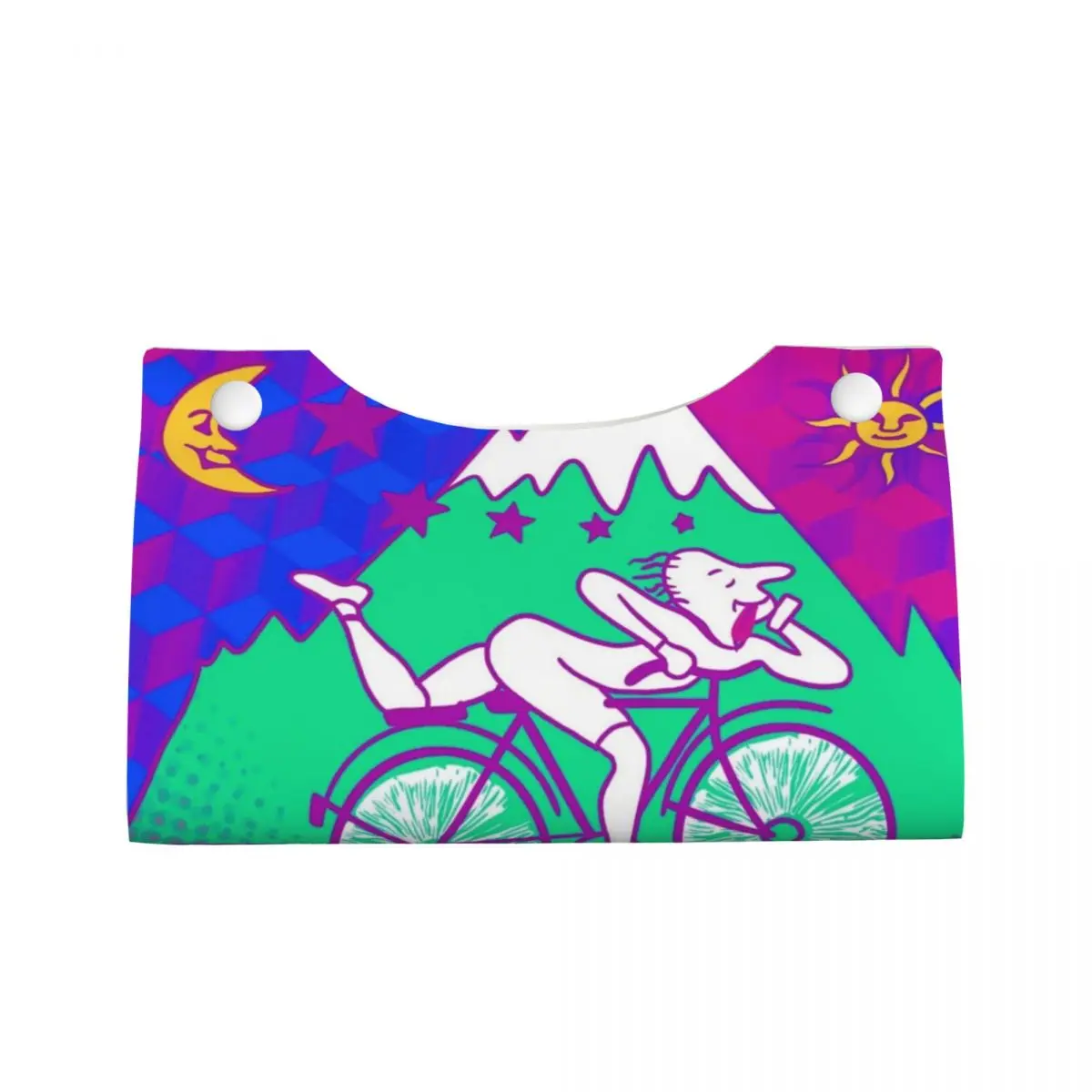 Custom Albert Hoffman LSD Bicycle Day Tissue Box Cover Rectangular PU Leather Acid Blotter Party Facial Tissues Holder for