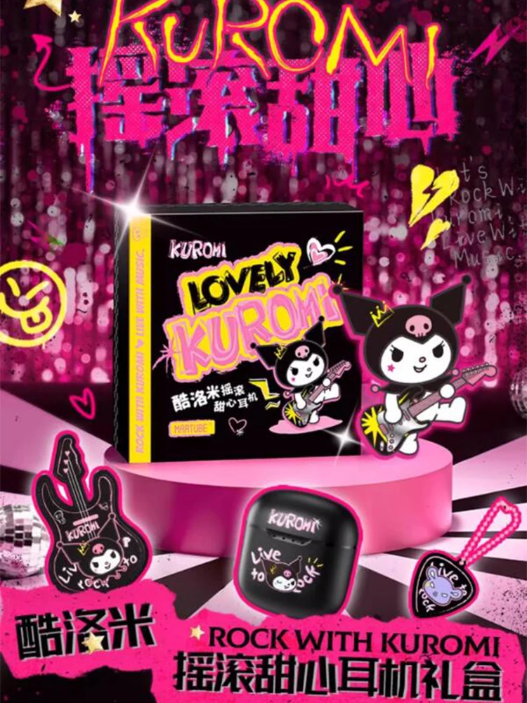 Sanrio Co Branded Rock Sweetheart Kuromi Bluetooth Earphone Gift Box For Girls Creative Birthday Gift Valentine\'s Day Gift