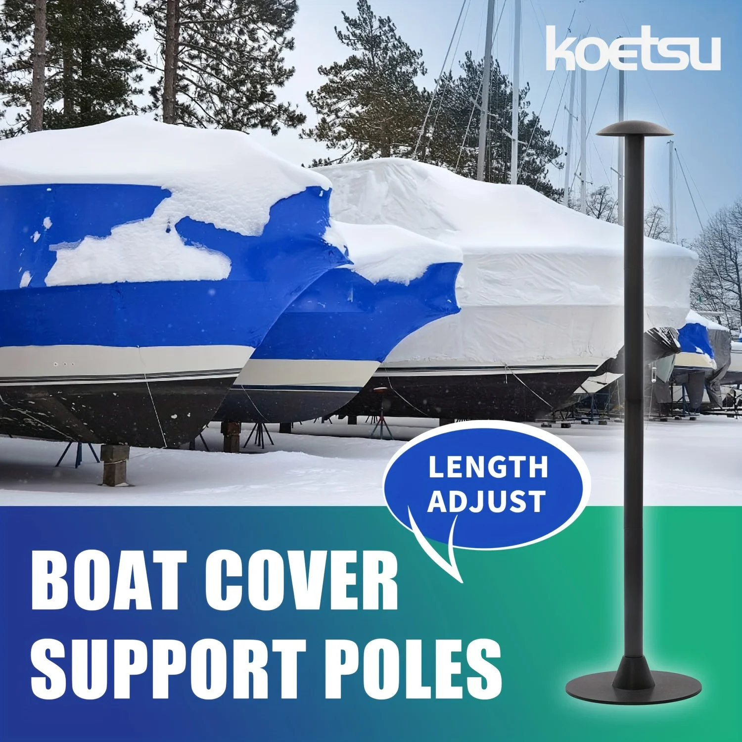 KOETSU 1 Stück Bootsabdeckung Stützstange Höhenverstellbar von 12" bis 54" 6-stufige Verlängerung ABS