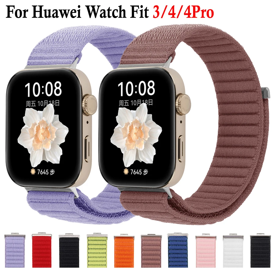 

Нейлоновый ремешок с петлей для часов Huawei Watch Fit 3 4/4 Pro, плетеный удобный дышащий спортивный ремешок для часов Huawei Fit 4 Pro, аксессуары