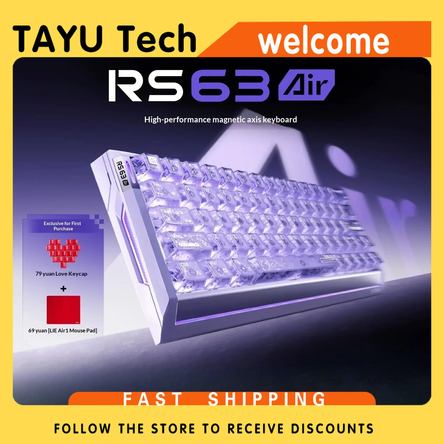 ATK RS 63 Air Hall Effect Magnetic Switch Gaming Keyboard RGB Metal Compact For Valorant Esports PC Laptop