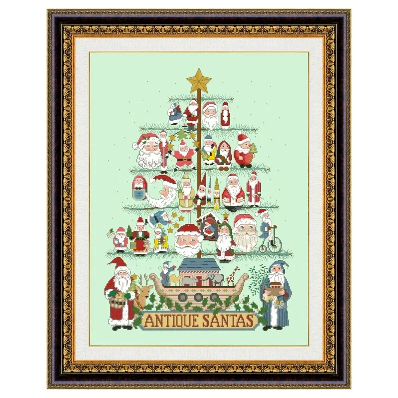 

Санта-Елка, посылка для вышивки крестиком, мультяшное Рождество, 18 карат, 14 карат, 11 карат, светло-зеленый холст, хлопковая нить, вышивка, сделай сам, ручная работа