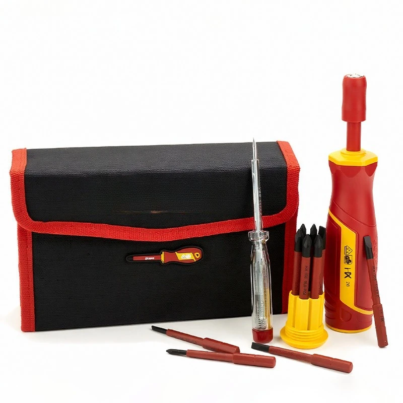 12Piece Interchangeable Quick Release VDE Kit, Household Maintenance High Voltage Screw Bit Combination Electrical Special Tools