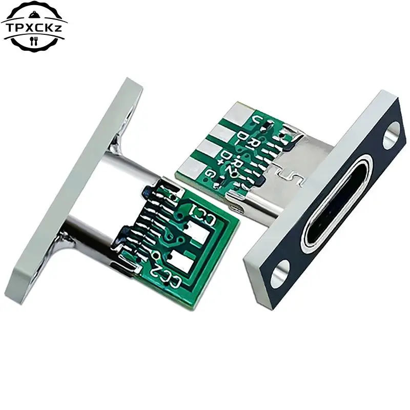 1pcs Type-C USB Jack 3.1 Type-C 2Pin 4Pin Female Connector Jack Charging Port USB 3.1 Type C Socket With Screw Fixing Plate