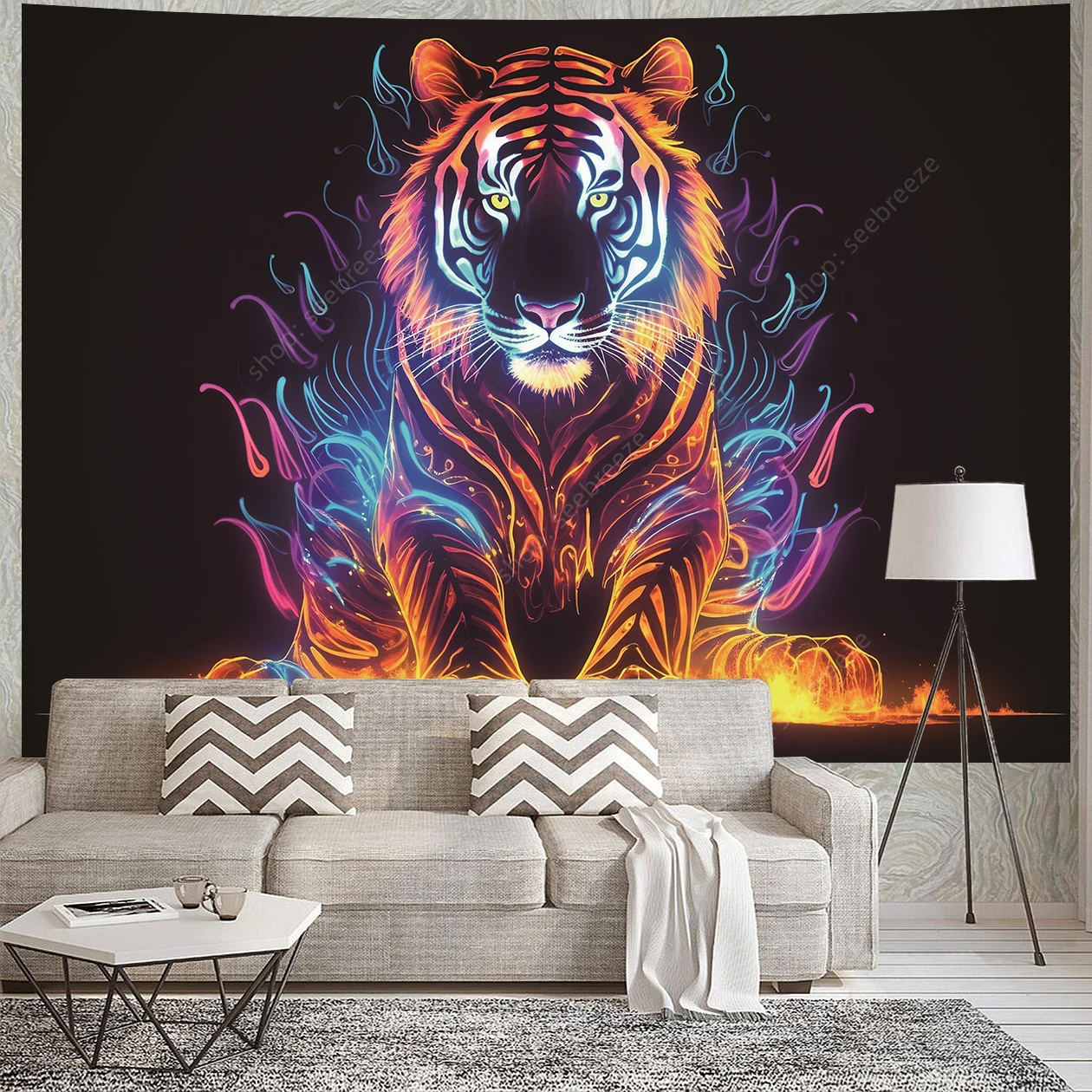 Psychedelic Animal Tapestry Wall Hanging for Kawaii Room Decor Bedroom Aesthetic Living Room Art Poster Outdoor Carpet Sofa Mat