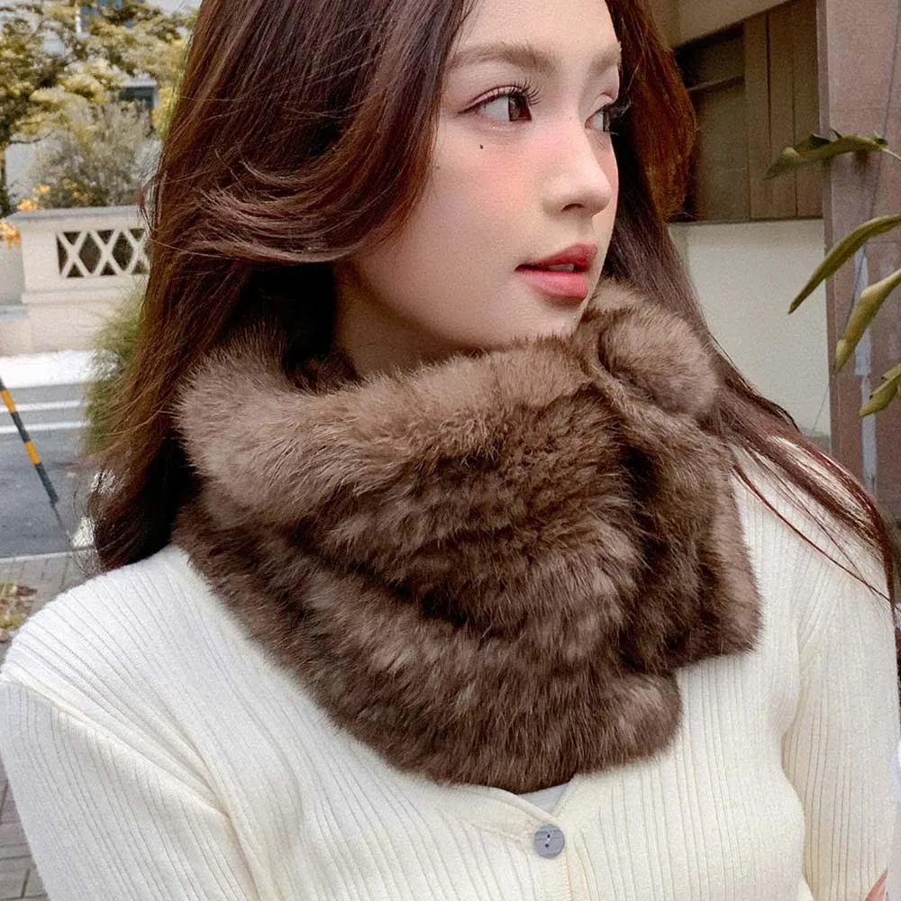 

2025 New Style Warm Thick Real Rex Rabbit Fur Scarf Double-sided Woven Large Scarf Neck Warmer Fur Scarvrs With Fur Ball