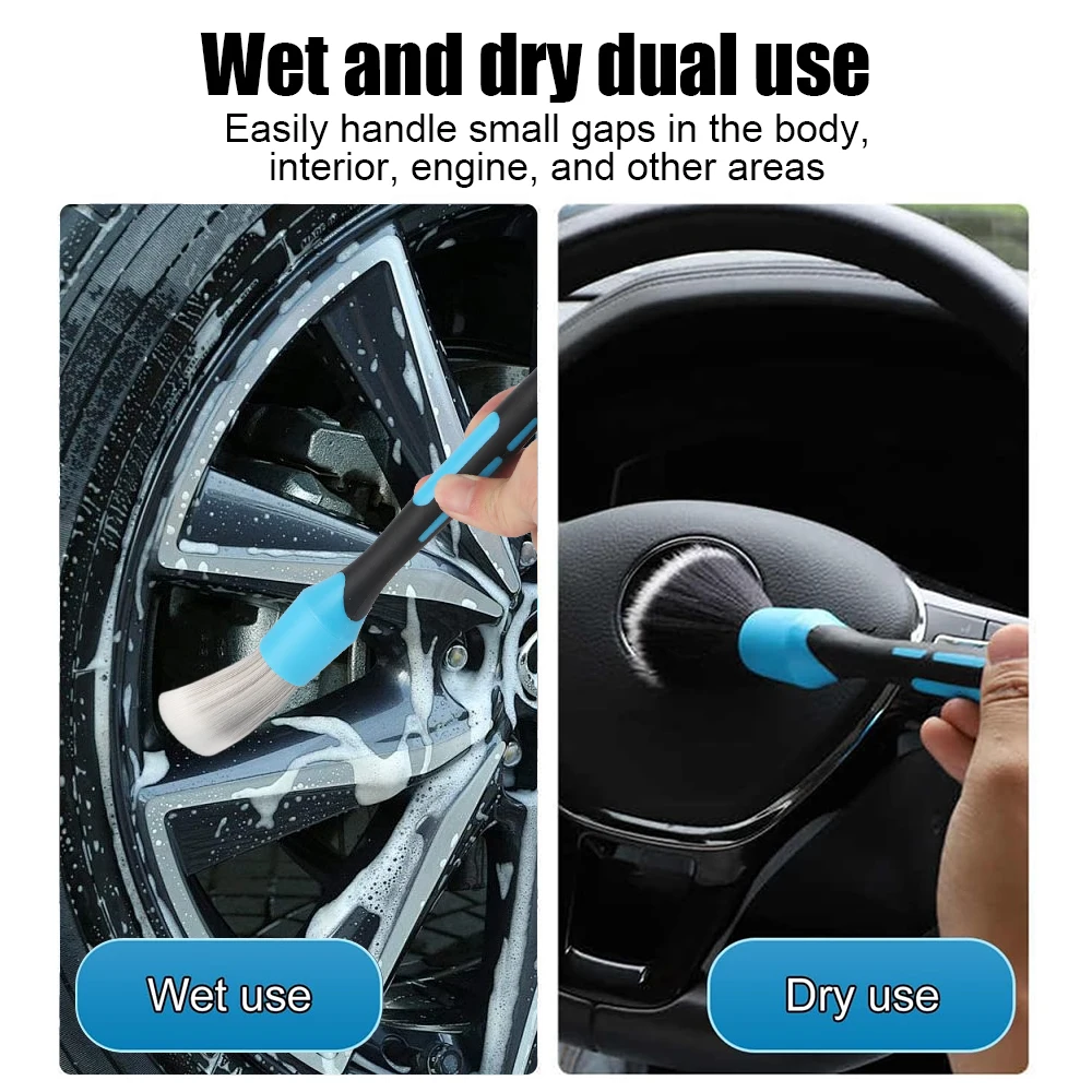 3PCS Air Conditioner Air Outlet Cleaning Brushes Elbow Sweeping Tools Car Interior Detail Cleaning Brush Wheel Rims Clean Brush